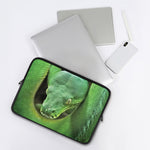 Green Reticulated Python Snake Print Laptop Sleeve