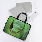 Green Reticulated Python Snake Print Laptop Sleeve With Handle