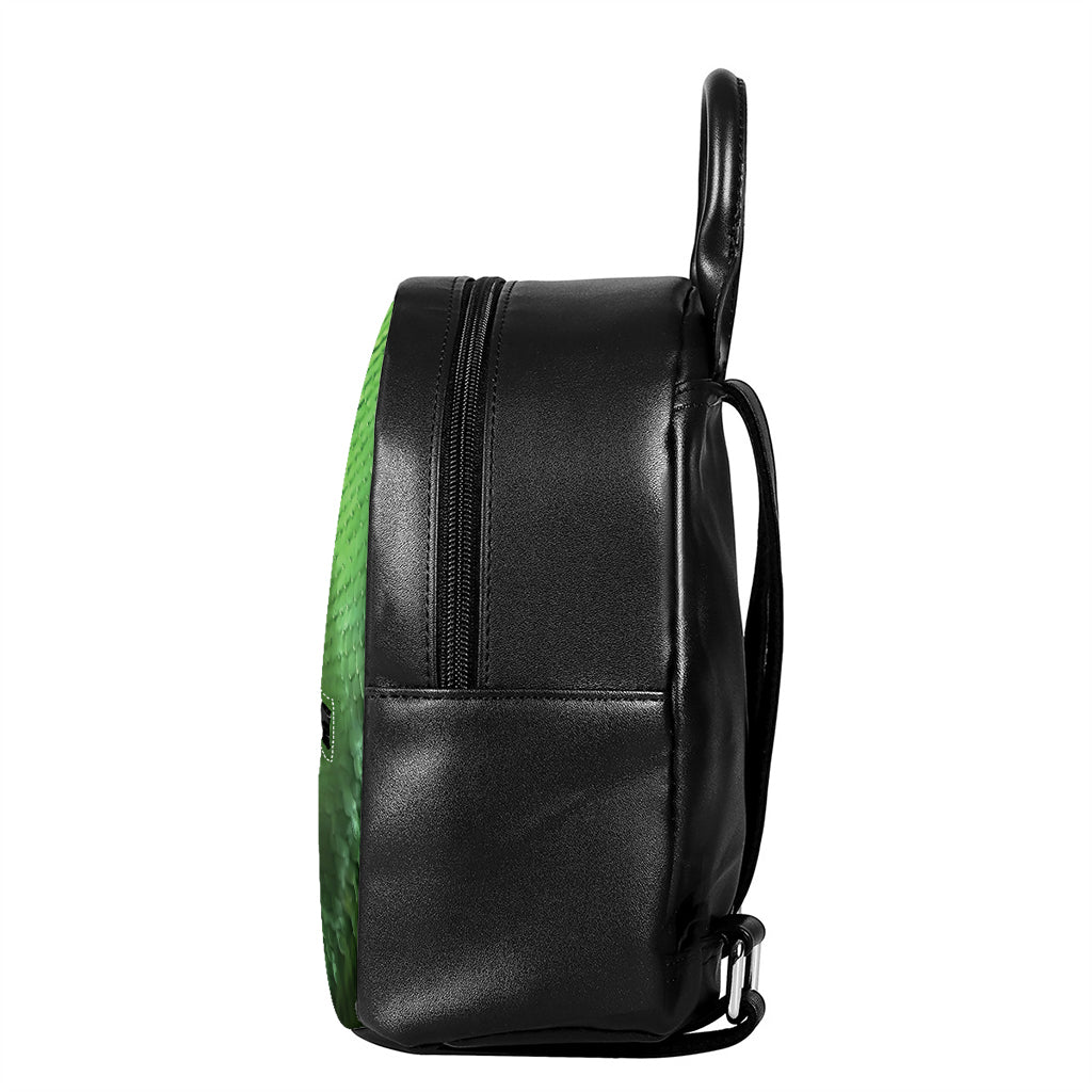 Green Reticulated Python Snake Print Leather Backpack