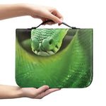 Green Reticulated Python Snake Print Leather Bible Cover