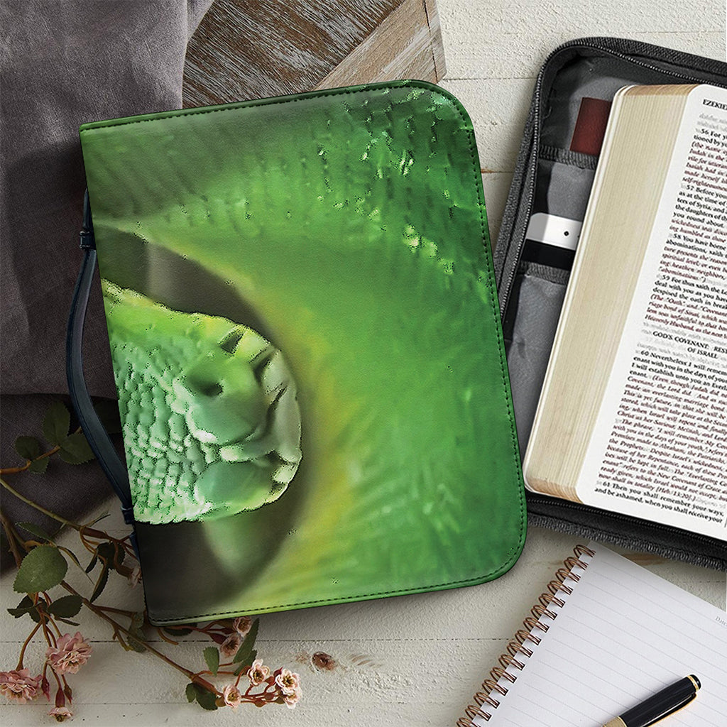 Green Reticulated Python Snake Print Leather Bible Cover