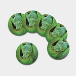 Green Reticulated Python Snake Print Leather Coaster Set