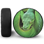 Green Reticulated Python Snake Print Leather Spare Tire Cover