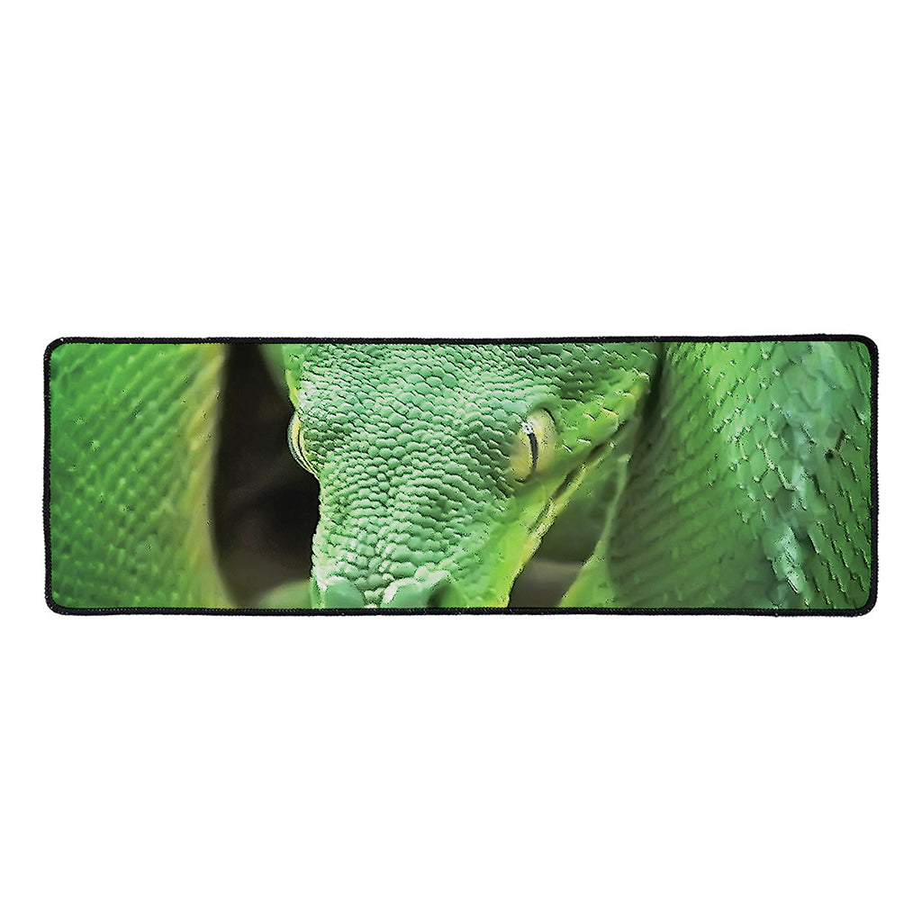 Green Reticulated Python Snake Print Long Kitchen Mat