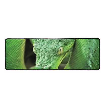 Green Reticulated Python Snake Print Long Kitchen Mat