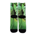 Green Reticulated Python Snake Print Long Socks