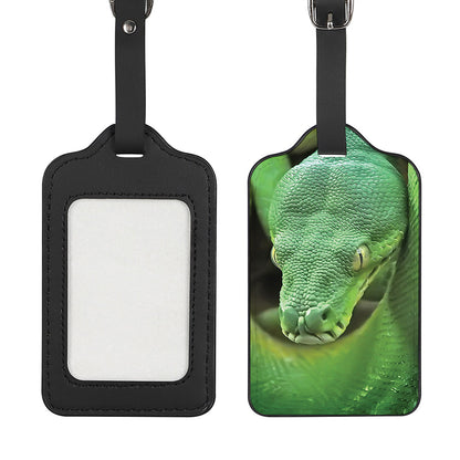 Green Reticulated Python Snake Print Luggage Tag