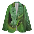 Green Reticulated Python Snake Print Men's Blazer