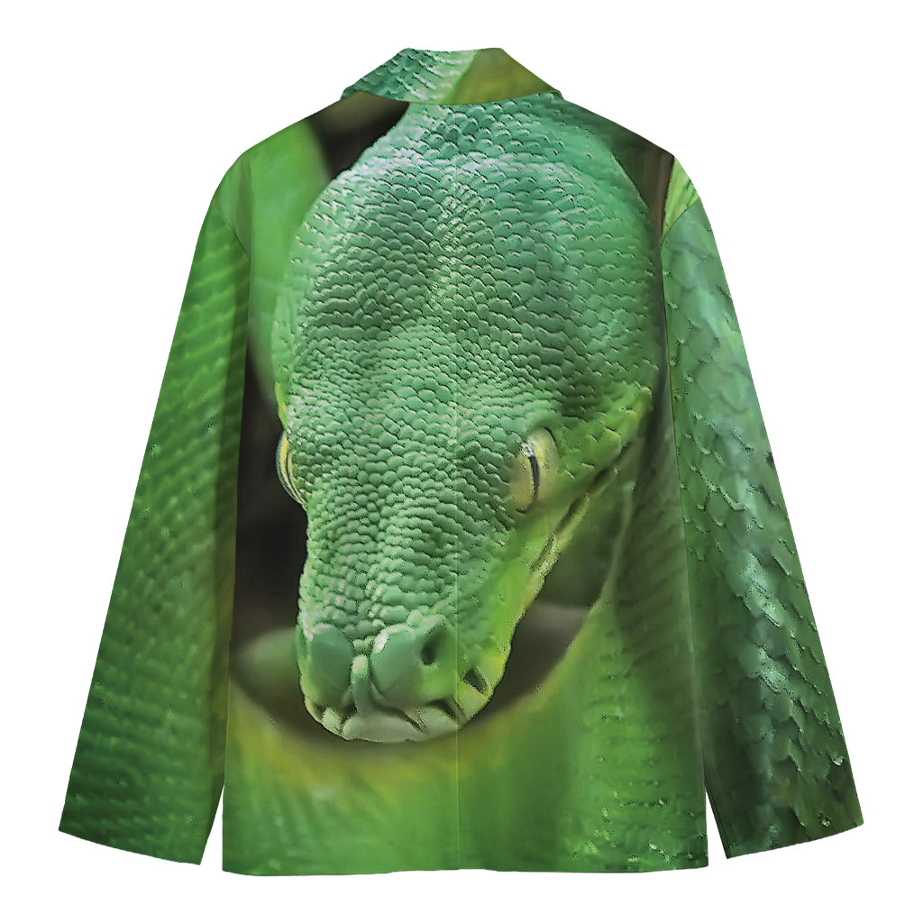 Green Reticulated Python Snake Print Men's Blazer