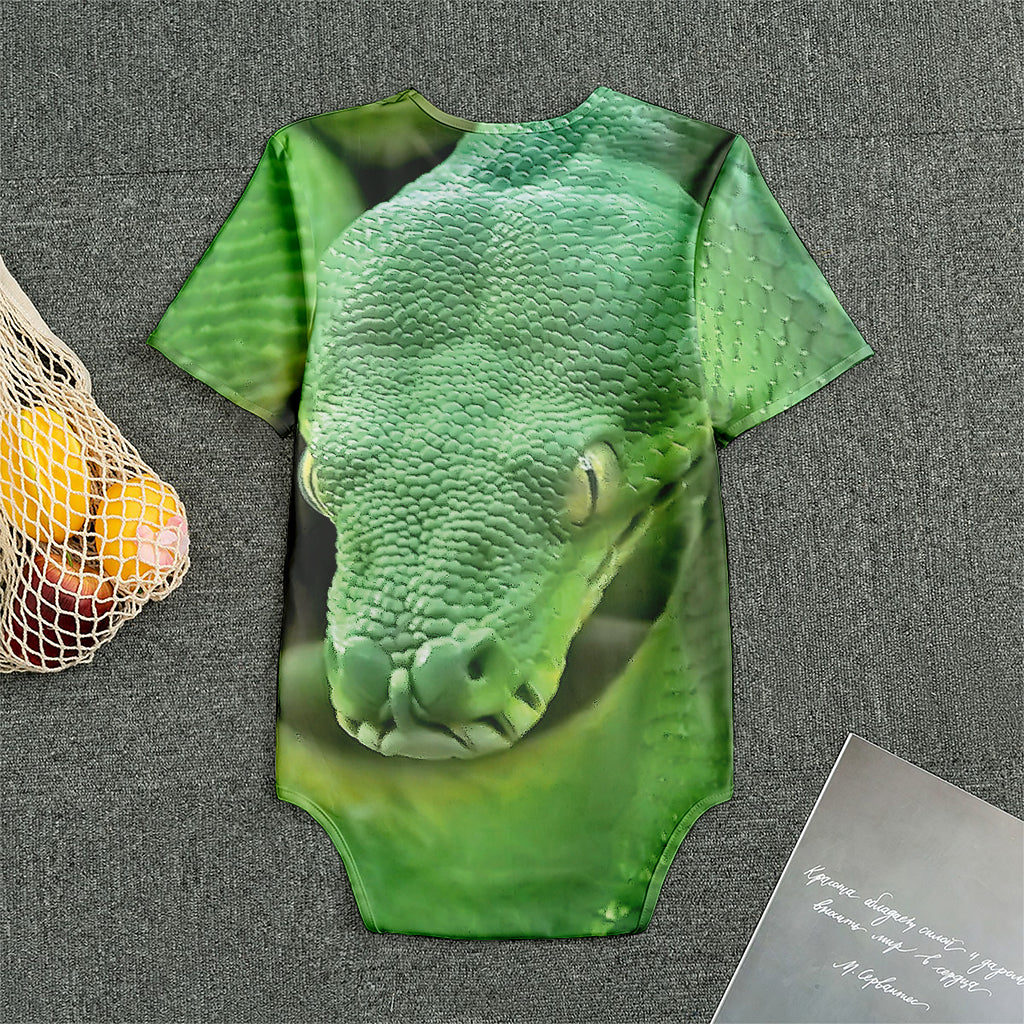 Green Reticulated Python Snake Print Men's Bodysuit