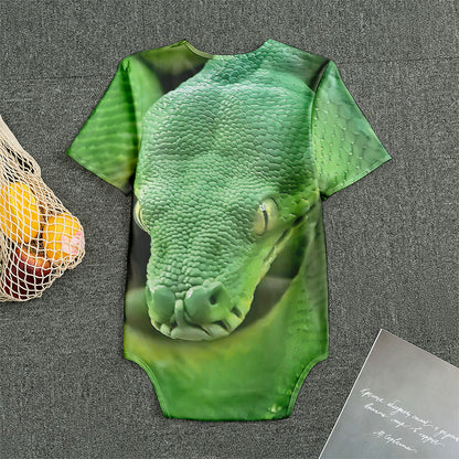 Green Reticulated Python Snake Print Men's Bodysuit