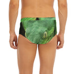 Green Reticulated Python Snake Print Men's Briefs