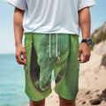 Green Reticulated Python Snake Print Men's Cargo Shorts