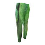 Green Reticulated Python Snake Print Men's Compression Pants