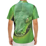 Green Reticulated Python Snake Print Men's Deep V-Neck Shirt