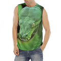 Green Reticulated Python Snake Print Men's Fitness Tank Top