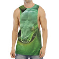 Green Reticulated Python Snake Print Men's Muscle Tank Top