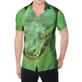 Green Reticulated Python Snake Print Men's Shirt