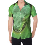 Green Reticulated Python Snake Print Men's Shirt