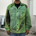 Green Reticulated Python Snake Print Men's Shirt Jacket