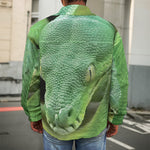 Green Reticulated Python Snake Print Men's Shirt Jacket