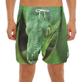 Green Reticulated Python Snake Print Men's Split Running Shorts