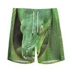 Green Reticulated Python Snake Print Men's Sports Shorts