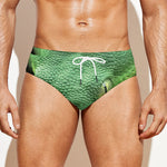 Green Reticulated Python Snake Print Men's Swim Briefs