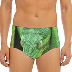 Green Reticulated Python Snake Print Men's Triangle Swim Briefs