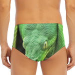Green Reticulated Python Snake Print Men's Triangle Swim Briefs