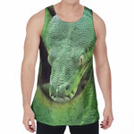 Green Reticulated Python Snake Print Men's Velvet Tank Top