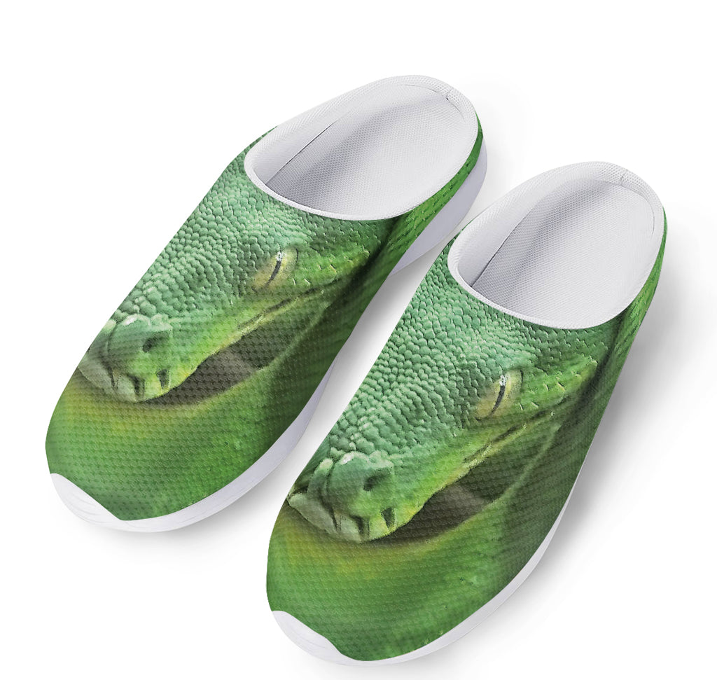 Green Reticulated Python Snake Print Mesh Casual Shoes