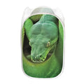 Green Reticulated Python Snake Print Mesh Laundry Hamper
