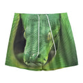 Green Reticulated Python Snake Print Mesh Shorts