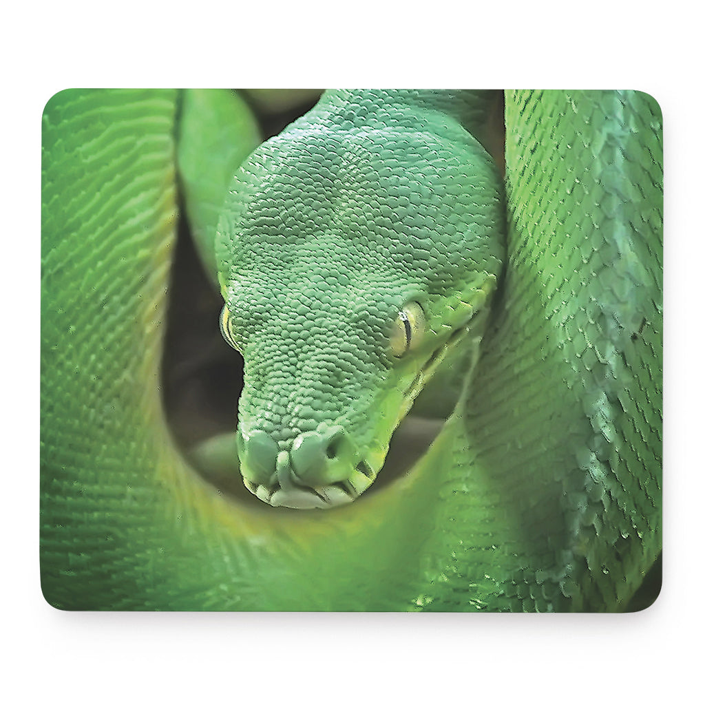 Green Reticulated Python Snake Print Mouse Pad