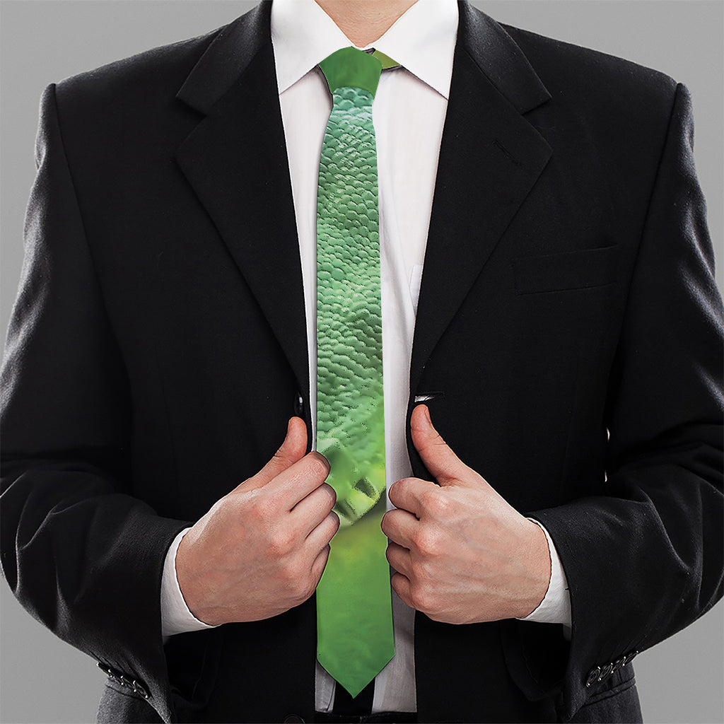 Green Reticulated Python Snake Print Necktie