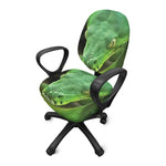 Green Reticulated Python Snake Print Office Chair Cover