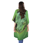 Green Reticulated Python Snake Print Open Front Beach Cover Up