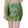 Green Reticulated Python Snake Print Pencil Mini Skirt