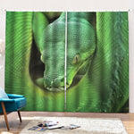 Green Reticulated Python Snake Print Pencil Pleat Curtains