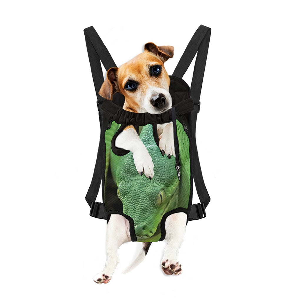 Green Reticulated Python Snake Print Pet Carrier Backpack