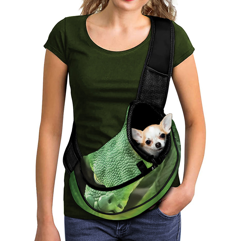 Green Reticulated Python Snake Print Pet Sling Carrier