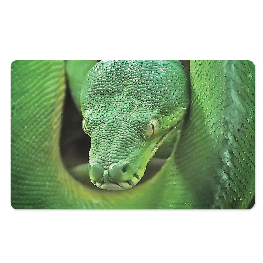 Green Reticulated Python Snake Print Polyester Doormat