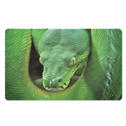 Green Reticulated Python Snake Print Polyester Doormat