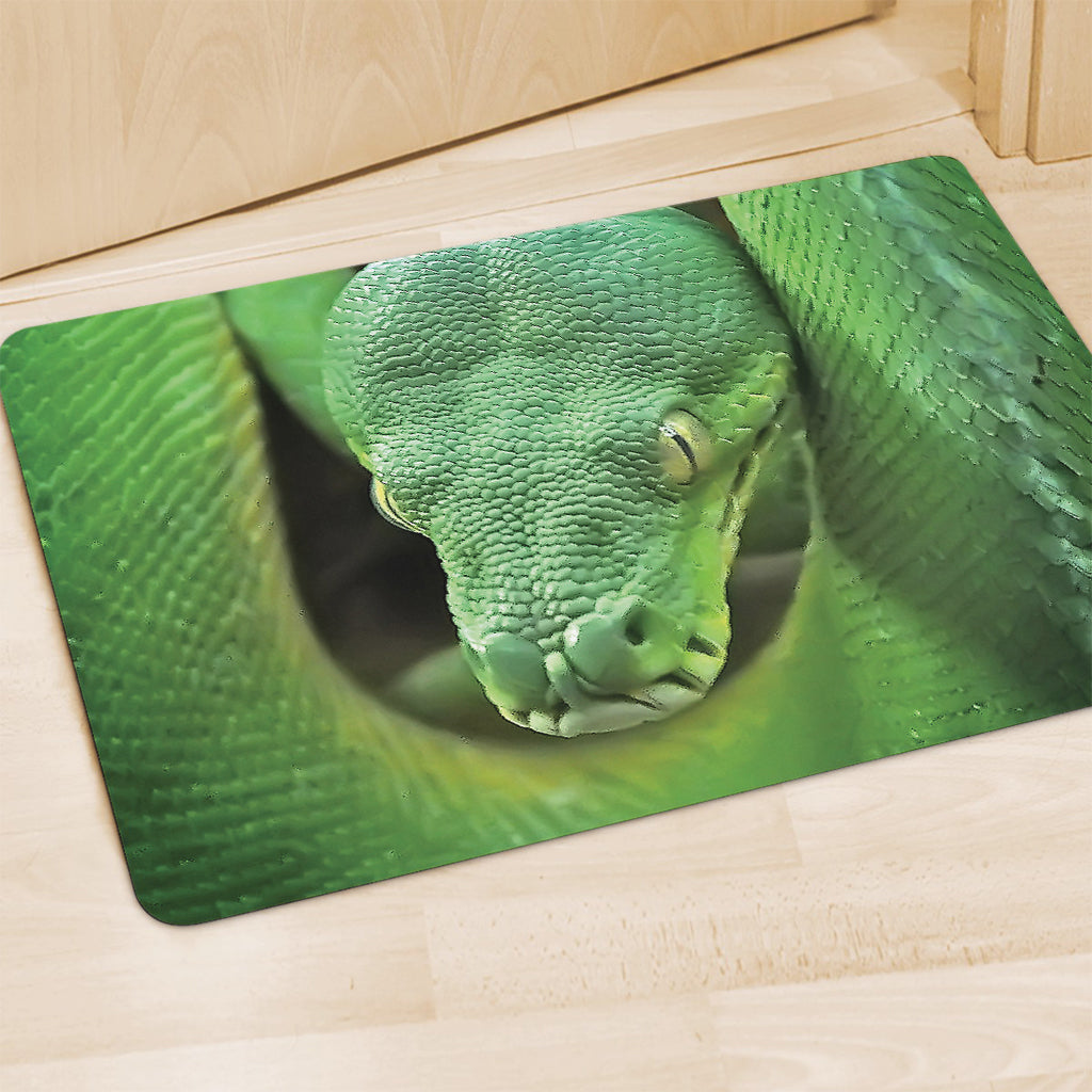 Green Reticulated Python Snake Print Polyester Doormat