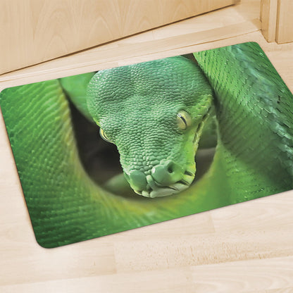 Green Reticulated Python Snake Print Polyester Doormat