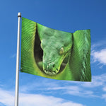 Green Reticulated Python Snake Print Polyester Flag