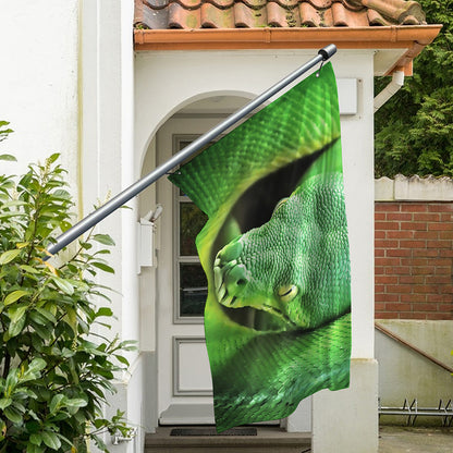 Green Reticulated Python Snake Print Polyester Flag
