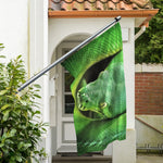 Green Reticulated Python Snake Print Polyester Flag