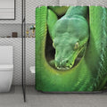 Green Reticulated Python Snake Print Polyester Shower Curtain